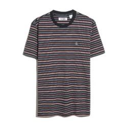 Original Penguin Yarn-Dyed Stripe T-Shirt In Dark Sapphire(Yarn Dyed Stripe T Shirt Blue Opkf2504gp 413) -Original Penguin Shop OPKF2504 413 alt4