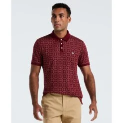 Original Penguin Geometric Jacquard Polo Shirt In Cabernet(Geometric Jacquard Polo Shirt Red Opkf2507gp 605)