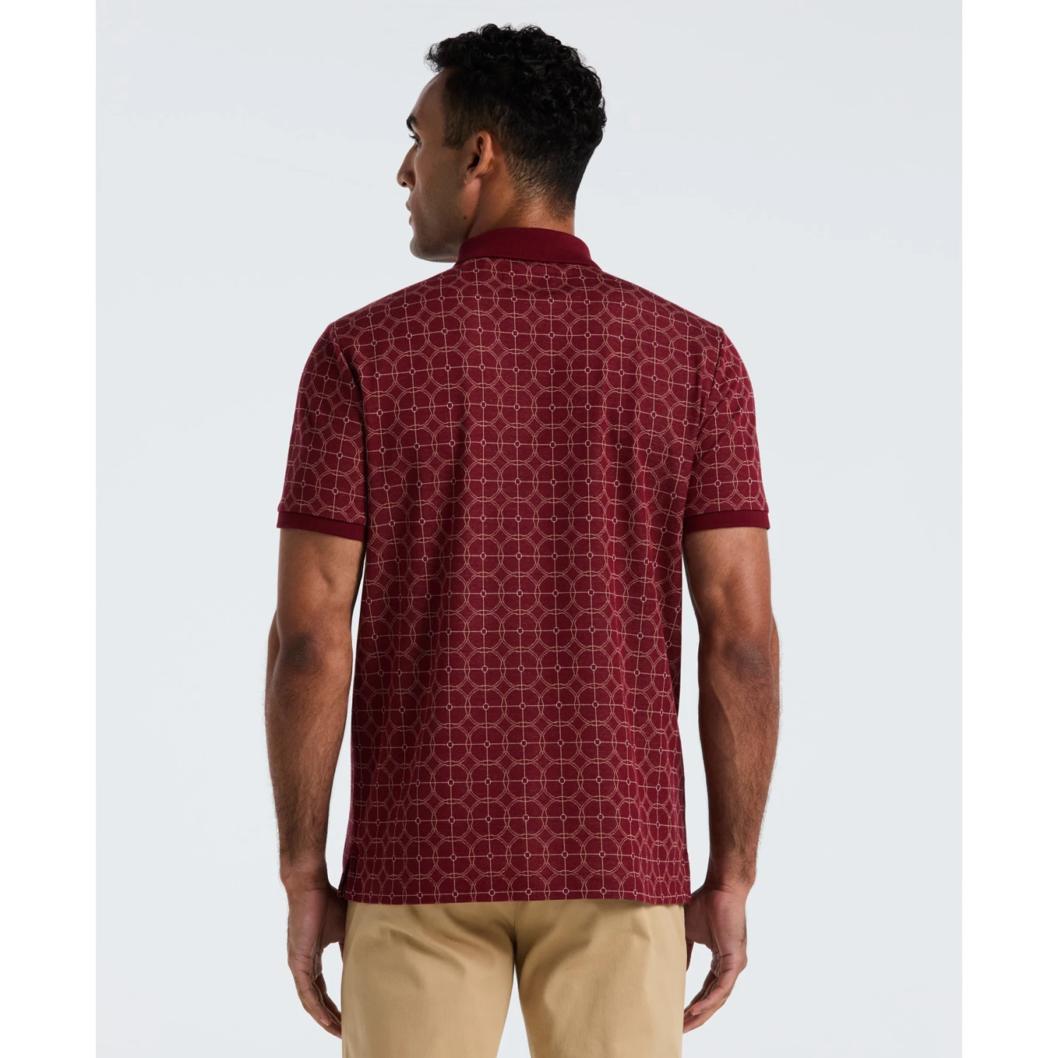 Original Penguin Geometric Jacquard Polo Shirt In Cabernet(Geometric Jacquard Polo Shirt Red Opkf2507gp 605) 4 Original Penguin Geometric Jacquard Polo Shirt In Cabernet(Geometric Jacquard Polo Shirt Red Opkf2507gp 605) - Image 2