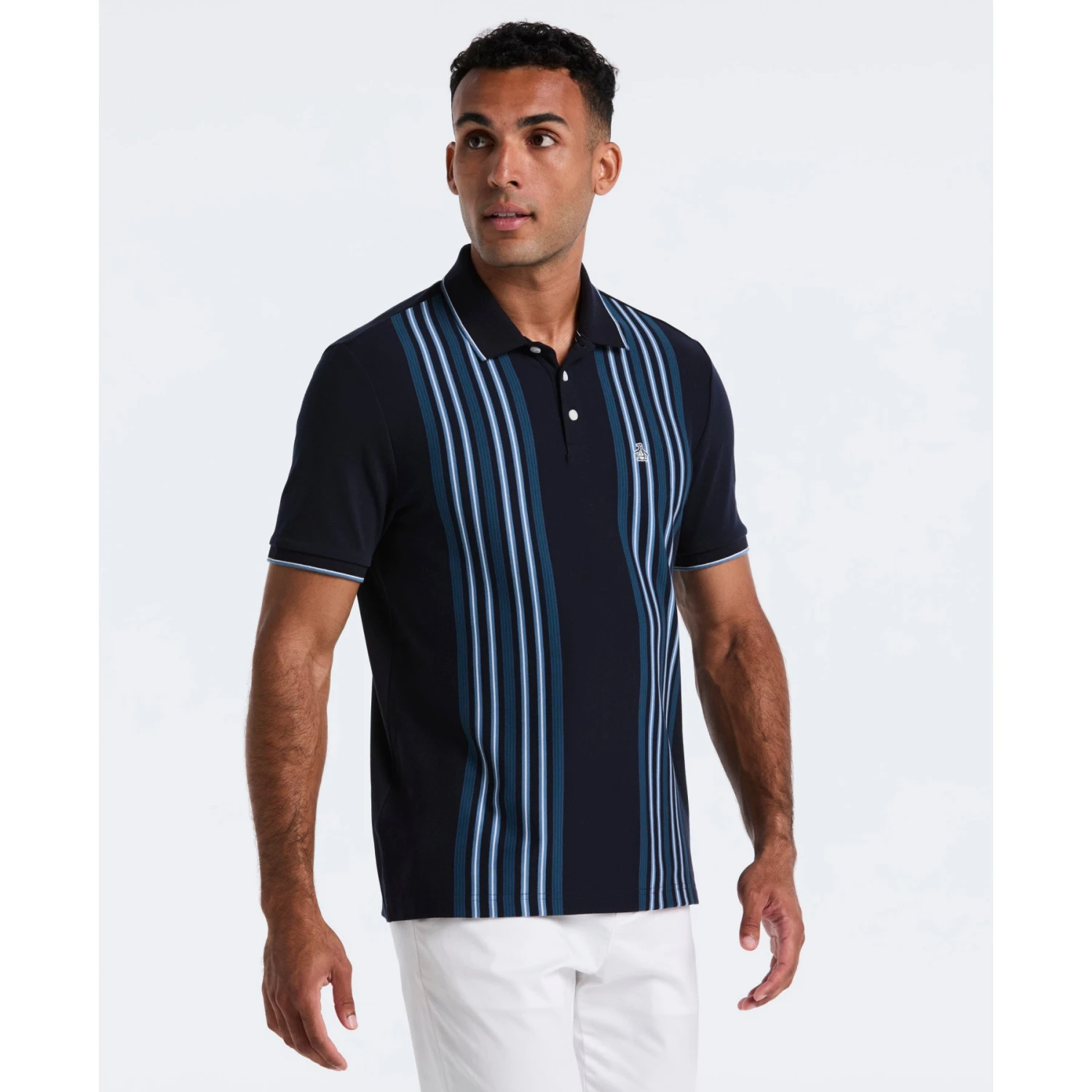 Original Penguin Interlock Vertical Stripe Polo Shirt In Dark Sapphire(Interlock Vertical Stripe Polo Shirt Blue Opkf2508gp 413) 3 Original Penguin Interlock Vertical Stripe Polo Shirt In Dark Sapphire(Interlock Vertical Stripe Polo Shirt Blue Opkf2508gp 413)