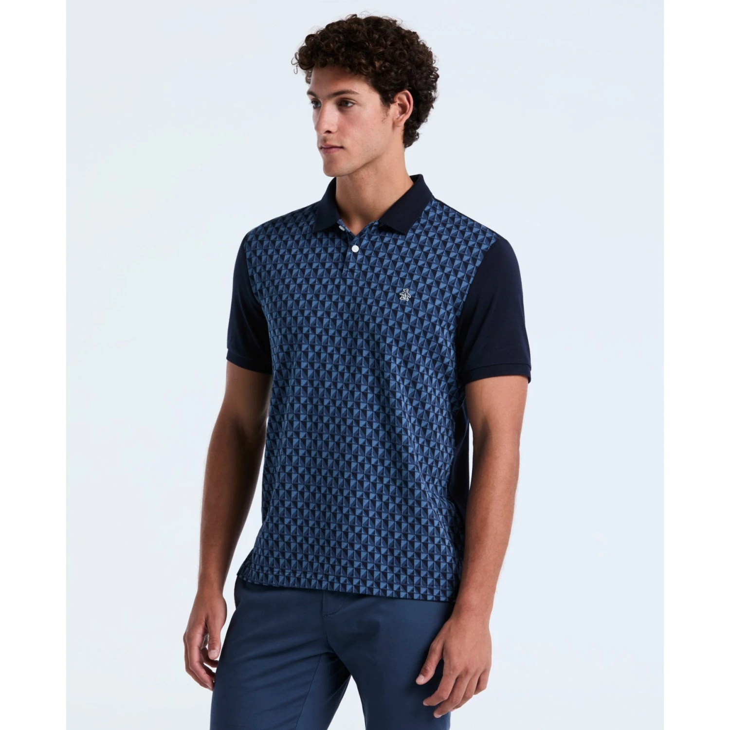 Original Penguin Martini Print Polo Shirt In Dark Sapphire(Martini Print Polo Shirt Blue Opkf2512gp 413) 3 Original Penguin Martini Print Polo Shirt In Dark Sapphire(Martini Print Polo Shirt Blue Opkf2512gp 413)