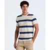 Original Penguin Pique Engineered Stripe T-Shirt In Birch(Pique Engineered Stripe T Shirt Beige Opkf2518gp 252) -Original Penguin Shop OPKF2518 252