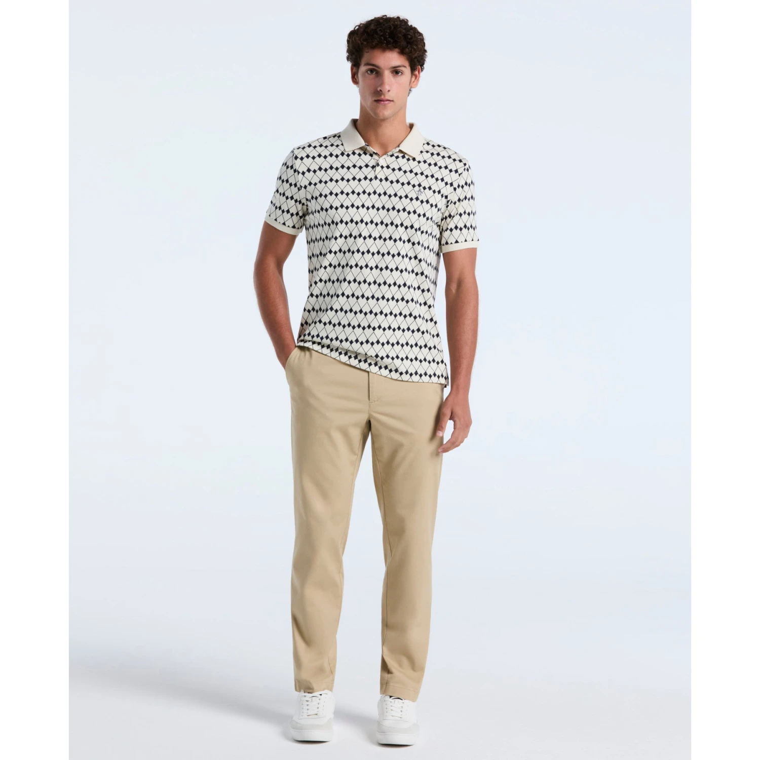 Original Penguin Flags Print Polo Shirt In Birch(Flags Print Polo Shirt Beige Opkf2520gp 252) 6 Original Penguin Flags Print Polo Shirt In Birch(Flags Print Polo Shirt Beige Opkf2520gp 252) - Image 4