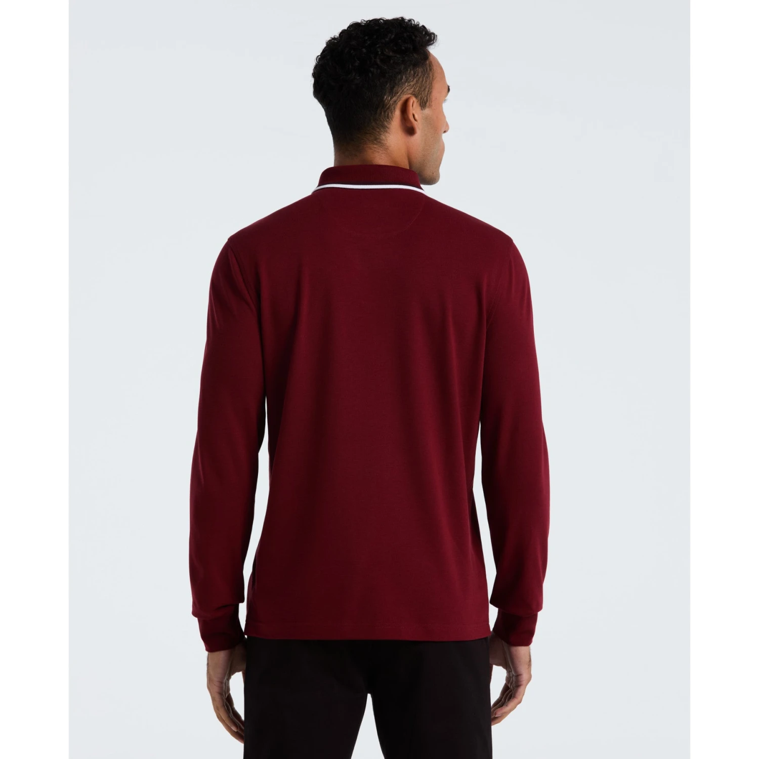 Original Penguin Sticker Pete Tipped Long Sleeve Polo Shirt In Cabernet(Sticker Pete Tipped Long Sleeve Polo Shirt Red Opkf2522gp 605) 4 Original Penguin Sticker Pete Tipped Long Sleeve Polo Shirt In Cabernet(Sticker Pete Tipped Long Sleeve Polo Shirt Red Opkf2522gp 605) - Image 2