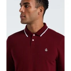 Original Penguin Sticker Pete Tipped Long Sleeve Polo Shirt In Cabernet(Sticker Pete Tipped Long Sleeve Polo Shirt Red Opkf2522gp 605) 9 Original Penguin Sticker Pete Tipped Long Sleeve Polo Shirt In Cabernet(Sticker Pete Tipped Long Sleeve Polo Shirt Red Opkf2522gp 605) -Original Penguin Shop OPKF2522 605 alt2