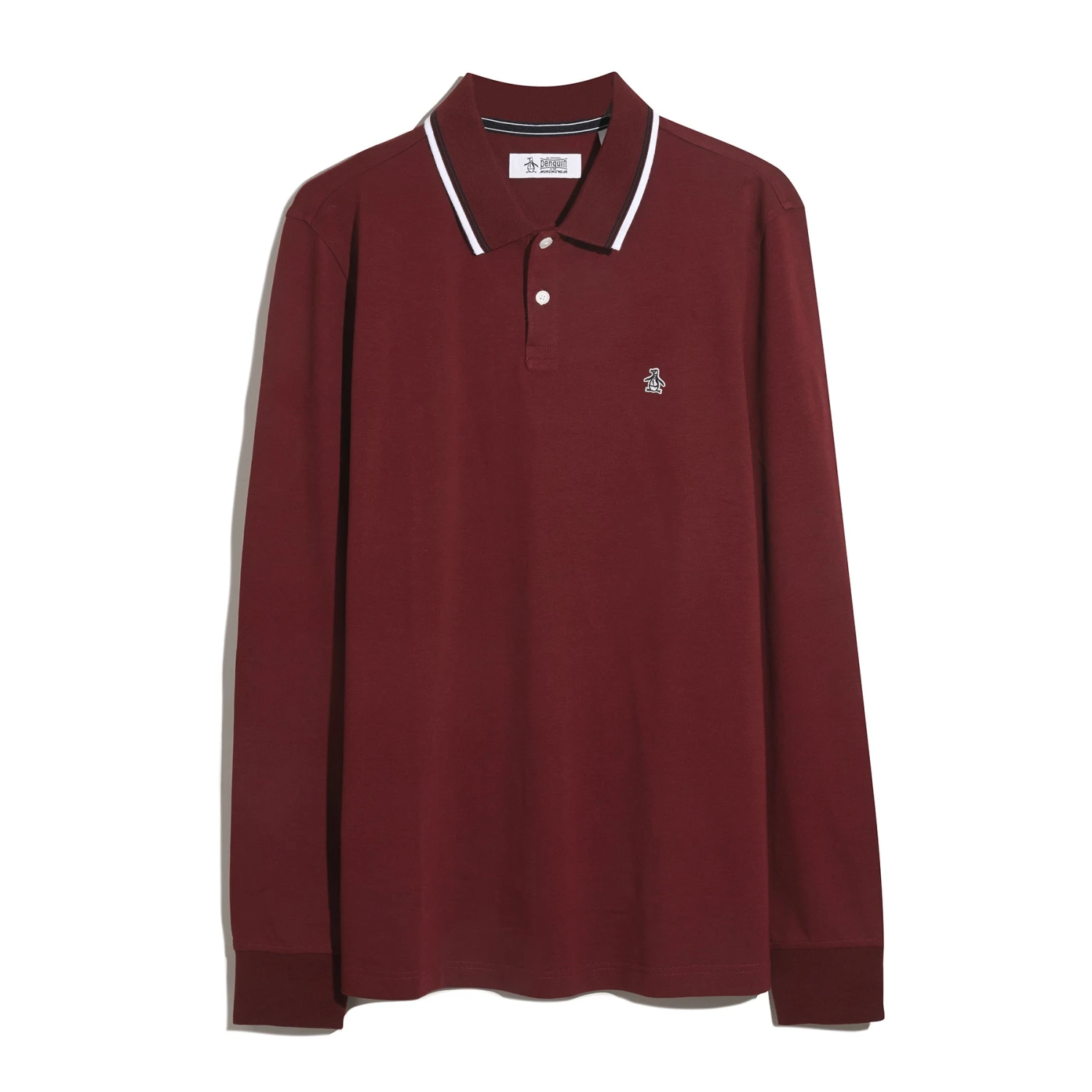 Original Penguin Sticker Pete Tipped Long Sleeve Polo Shirt In Cabernet(Sticker Pete Tipped Long Sleeve Polo Shirt Red Opkf2522gp 605) 7 Original Penguin Sticker Pete Tipped Long Sleeve Polo Shirt In Cabernet(Sticker Pete Tipped Long Sleeve Polo Shirt Red Opkf2522gp 605) - Image 5
