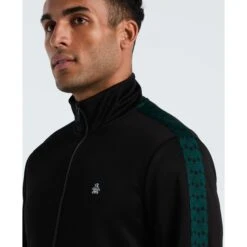 Original Penguin Double Knit Track Jacket In True Black(Double Knit Track Jacket Black Opkf2524gp 010) -Original Penguin Shop OPKF2524 010 alt2