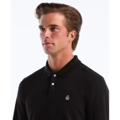 Original Penguin Pique Long Sleeve Polo Shirt In True Black(Pique Long Sleeve Polo Shirt Black Opkf2526gp 010) 9 Original Penguin Pique Long Sleeve Polo Shirt In True Black(Pique Long Sleeve Polo Shirt Black Opkf2526gp 010) -Original Penguin Shop OPKF2526 010 alt2