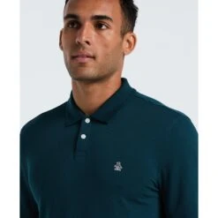 Original Penguin Pique Long Sleeve Polo Shirt In Reflecting Pond(Pique Long Sleeve Polo Shirt Blue Opkf2526gp 470) -Original Penguin Shop OPKF2526 470 alt2
