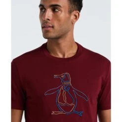 Original Penguin Outline Pete Graphic T-Shirt In Cabernet(Outline Pete Graphic T Shirt Red Opkf2559gp 605) -Original Penguin Shop OPKF2559 605 alt2