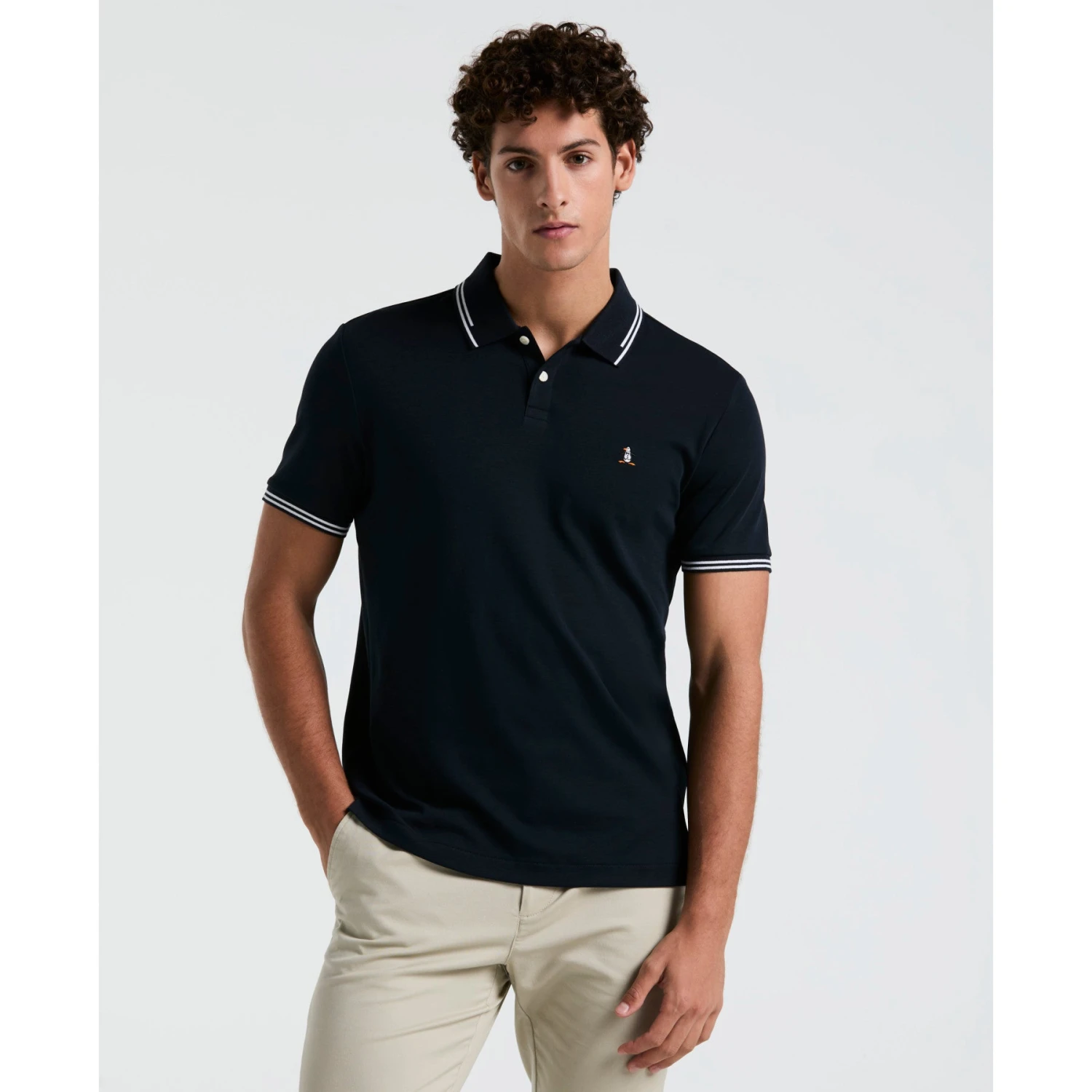 Original Penguin Icons Tipped Polo Shirt In Dark Sapphire(Organic Cotton Tv Pete Polo Blue Opkf3808gp 413) 3 Original Penguin Icons Tipped Polo Shirt In Dark Sapphire(Organic Cotton Tv Pete Polo Blue Opkf3808gp 413)
