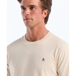 Original Penguin Pin Point Embroidered Logo T-Shirt In Birch(Pin Point Embroidered Logo T Shirt Beige Opkf5903gp 252) -Original Penguin Shop OPKF5903 252 alt2