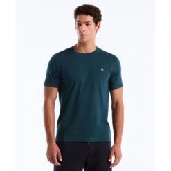 Original Penguin Pin Point Embroidered Logo T-Shirt In Reflecting Pond(Pin Point Embroidered Logo T Shirt Green Opkf5903gp 470)