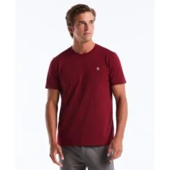 Original Penguin Pin Point Embroidered Logo T-Shirt In Cabernet(Pin Point Embroidered Logo T Shirt Red Opkf5903gp 605)