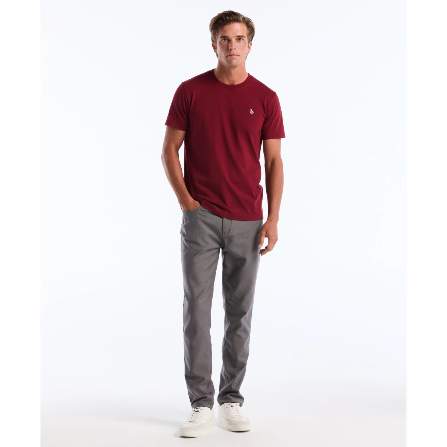Original Penguin Pin Point Embroidered Logo T-Shirt In Cabernet(Pin Point Embroidered Logo T Shirt Red Opkf5903gp 605) 5 Original Penguin Pin Point Embroidered Logo T-Shirt In Cabernet(Pin Point Embroidered Logo T Shirt Red Opkf5903gp 605) - Image 3