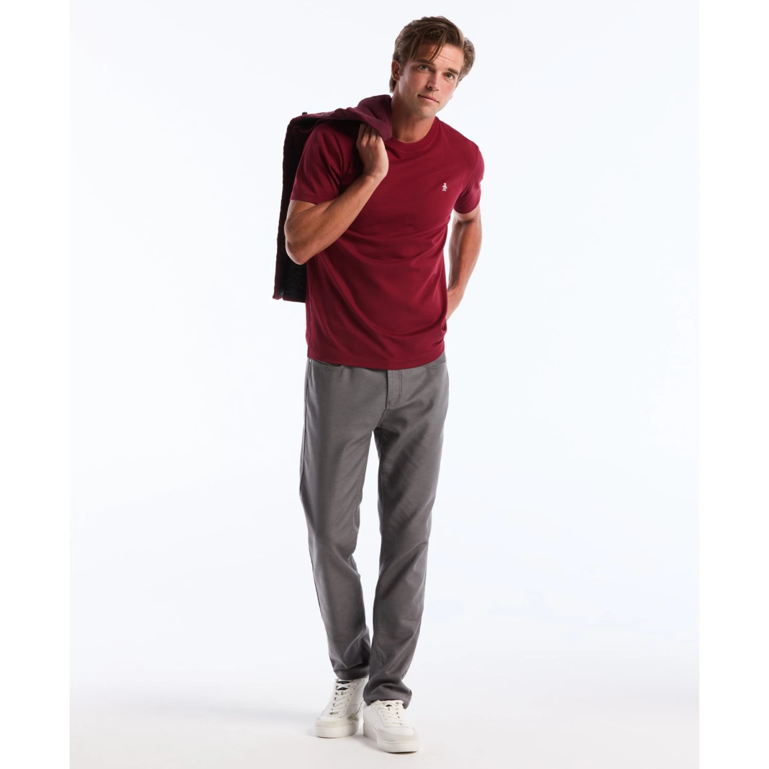 Original Penguin Pin Point Embroidered Logo T-Shirt In Cabernet(Pin Point Embroidered Logo T Shirt Red Opkf5903gp 605) 8 Original Penguin Pin Point Embroidered Logo T-Shirt In Cabernet(Pin Point Embroidered Logo T Shirt Red Opkf5903gp 605) - Image 6