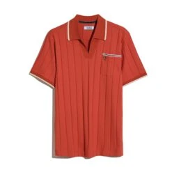 Original Penguin Icons Open Collar Polo Shirt In Red Clay(Icons Open Collar Polo Shirt Orange Opkm2536gp 859) -Original Penguin Shop OPKM2536 859 4