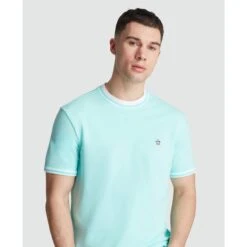 Original Penguin Icons Pique T-Shirt In Blue Tint(Organic Cotton Pique T Shirt Blue Opkm3503gp 459) -Original Penguin Shop OPKM3503 459 alt2