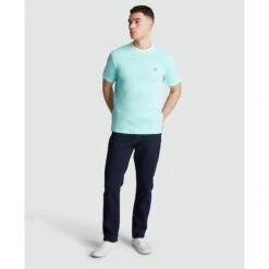 Original Penguin Icons Pique T-Shirt In Blue Tint(Organic Cotton Pique T Shirt Blue Opkm3503gp 459) -Original Penguin Shop OPKM3503 459 alt3