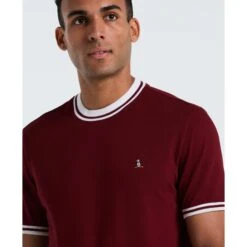 Original Penguin Icons Pique T-Shirt In Cabernet(Icons Pique T Shirt Red Opkm3503gp 605) -Original Penguin Shop OPKM3503 605 alt2