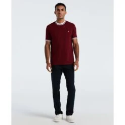 Original Penguin Icons Pique T-Shirt In Cabernet(Icons Pique T Shirt Red Opkm3503gp 605) -Original Penguin Shop OPKM3503 605 alt3