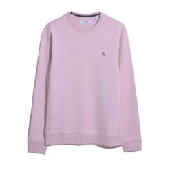 Original Penguin Sticker Pete Fleece Crew Neck Sweatshirt In Parfait Pink(Sticker Pete Fleece Crew Neck Sweatshirt Pink Opks5712gp 673) -Original Penguin Shop OPKS5712 673