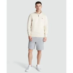 Original Penguin Fleece Quarter Zip Sweatshirt In Birch(Long Sleeve Fleece Quarter Zip Jumper Beige Opks5713gp 252) -Original Penguin Shop OPKS5713 252 alt3