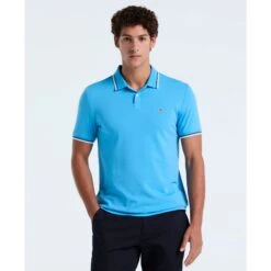 Original Penguin Pique Sticker Pete Tipped Polo Shirt In Bonnie Blue(Tipped Tencel Pique Sticker Pete Polo Shirt Blue Opksb720gp 456)