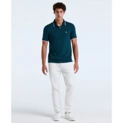 Original Penguin Pique Sticker Pete Tipped Polo Shirt In Reflecting Pond(Pique Sticker Pete Tipped Polo Shirt Blue Opksb720gp 470) -Original Penguin Shop OPKSB720 470 alt3