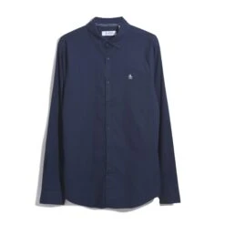 Original Penguin Ecovero Oxford Stretch Shirt In Dark Sapphire(Oxford Ecovero Shirt Blue Opwb0035gp 413) -Original Penguin Shop OPWB0035 413