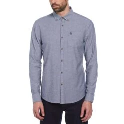 Original Penguin Chambray Shirt In Sargasso Sea(Chambray Shirt Blue Opwf2416gp 485)