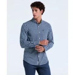 Original Penguin Twill Check Shirt In Copen Blue(Twill Check Shirt Blue Opwf2501gp 443)
