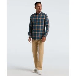 Original Penguin Dobby Plaid Shirt In Sargasso Sea(Dobby Plaid Shirt Blue Opwf2503gp 485) -Original Penguin Shop OPWF2503 485 alt3