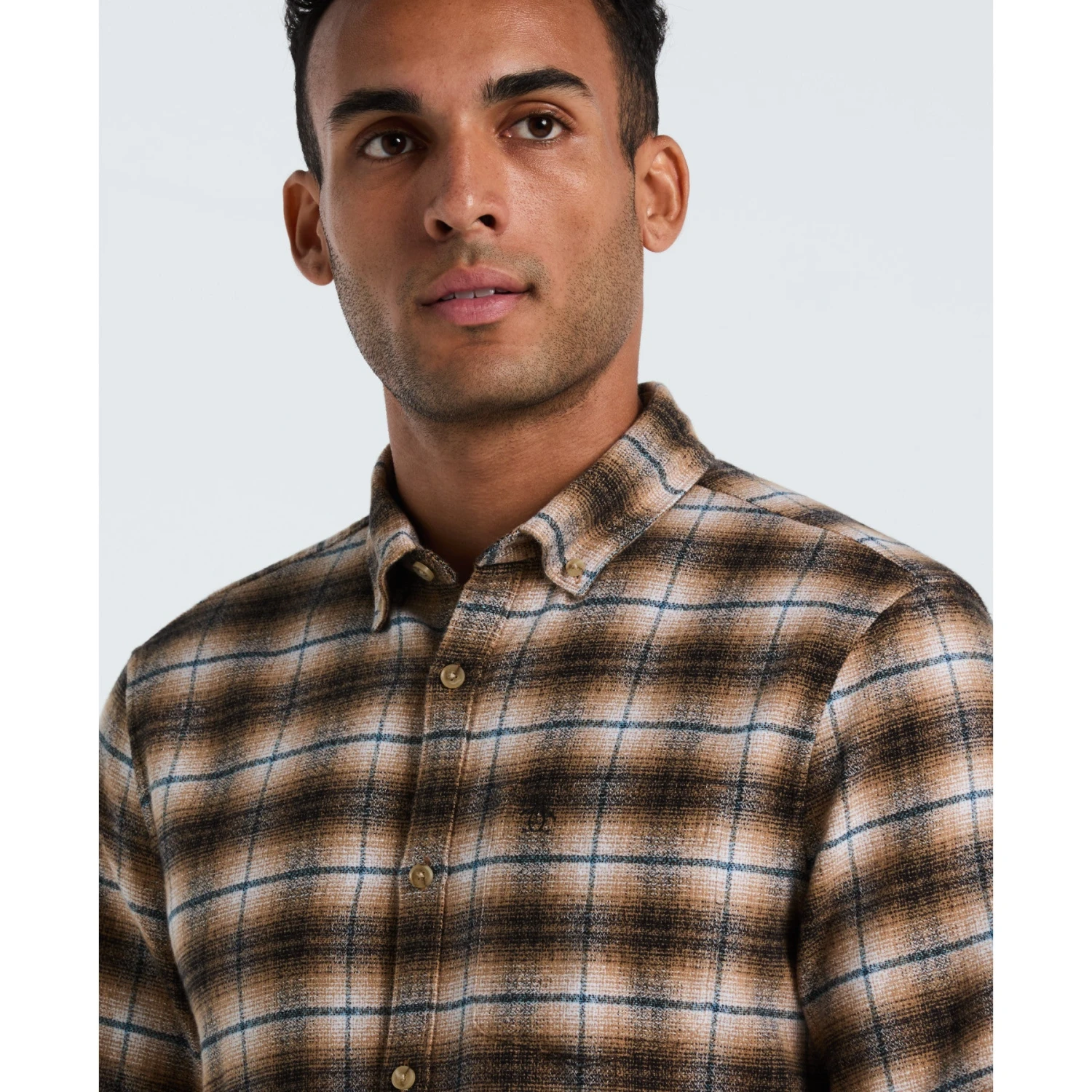 Original Penguin Plaid Flannel Shirt In Tigers Eye(Plaid Flannel Shirt Brown Opwf2517gp 218) 5 Original Penguin Plaid Flannel Shirt In Tigers Eye(Plaid Flannel Shirt Brown Opwf2517gp 218) - Image 3