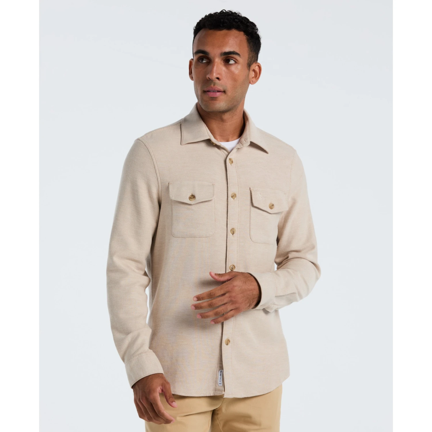 Original Penguin Double Weave Overshirt In Birch(Double Weave Overshirt Beige Opwf3118gp 252) 3 Original Penguin Double Weave Overshirt In Birch(Double Weave Overshirt Beige Opwf3118gp 252)