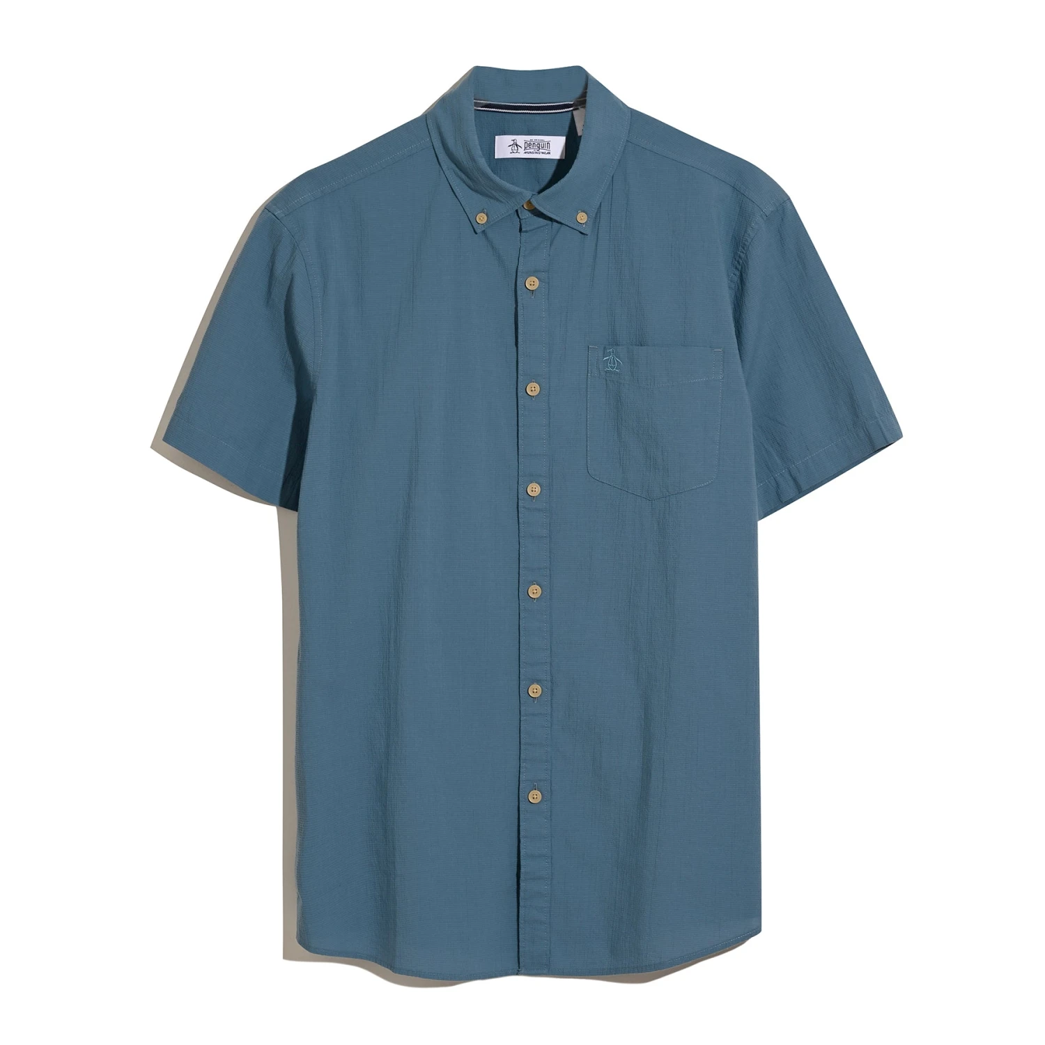 Original Penguin Seersucker Short Sleeve Shirt In Copen Blue(Seersucker Short Sleeve Shirt Blue Opwm2409gp 443) 7 Original Penguin Seersucker Short Sleeve Shirt In Copen Blue(Seersucker Short Sleeve Shirt Blue Opwm2409gp 443) - Image 5