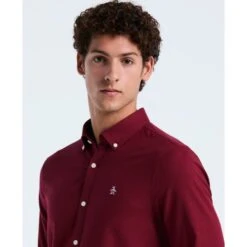 Original Penguin Oxford Shirt In Cabernet(Oxford Shirt Red Opwsb035gp 605) -Original Penguin Shop OPWSB035 605 alt2
