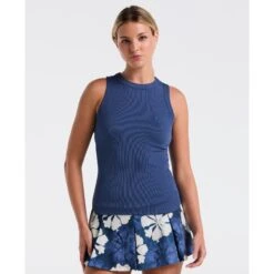 Original Penguin Women's Ribbed Tennis Tank Top In True Navy(Ribbed Tennis Tank Top Blue O1kse016gg 416)