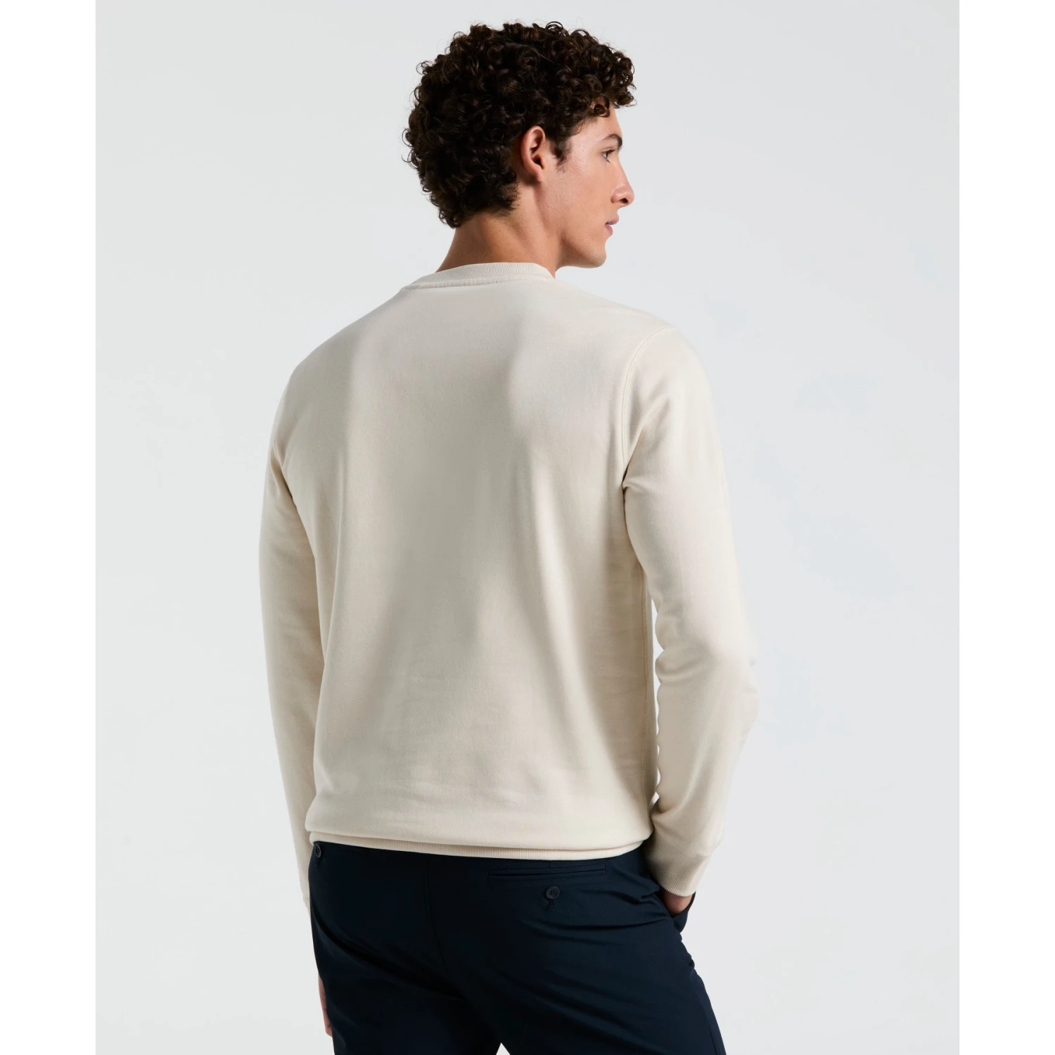 Original Penguin Fleece Chest Stripe Crew Neck Sweatshirt In Birch(Fleece Chest Stripe Crew Neck Sweater Beige Ocks2500gp 252) 4 Original Penguin Fleece Chest Stripe Crew Neck Sweatshirt In Birch(Fleece Chest Stripe Crew Neck Sweater Beige Ocks2500gp 252) - Image 2
