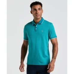 Original Penguin Allover Mini Jaquard Polo Shirt In Exotic Plume(Allover Mini Jaquard Polo Shirt Blue Opkm2522gp 495)