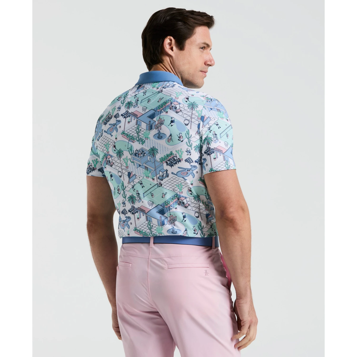 Original Penguin Palm Springs Print Golf Polo Shirt In Bright White(Palm Springs Print Golf Polo White Ogksf013gg 118) 4 Original Penguin Palm Springs Print Golf Polo Shirt In Bright White(Palm Springs Print Golf Polo White Ogksf013gg 118) - Image 2