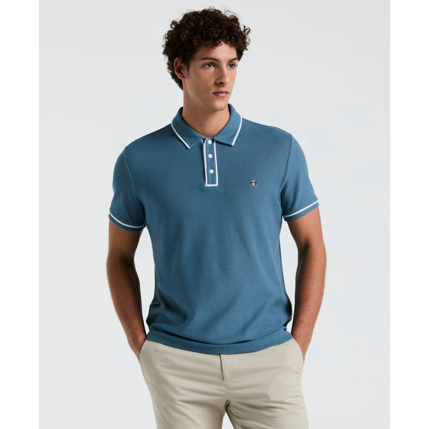 Original Penguin Icons Bentley Mesh Polo Shirt In Copen Blue(Organic Cotton Bentley Mesh Short Sleeve Polo Shirt Blue Opkm3500gp 443) 3 Original Penguin Icons Bentley Mesh Polo Shirt In Copen Blue(Organic Cotton Bentley Mesh Short Sleeve Polo Shirt Blue Opkm3500gp 443)
