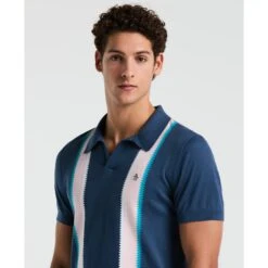 Original Penguin Vertical Stripe Sweater Polo Shirt In Sargasso Sea(Vertical Stripe Sweater Polo Shirt Blue Opgm2505gp 485) -Original Penguin Shop opgm2505 485 alt2