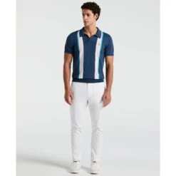 Original Penguin Vertical Stripe Sweater Polo Shirt In Sargasso Sea(Vertical Stripe Sweater Polo Shirt Blue Opgm2505gp 485) -Original Penguin Shop opgm2505 485 alt3