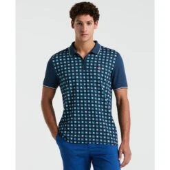 Original Penguin Jaquard Front 1/4 Zip Polo Shirt In Sargasso Sea(Jaquard Front 14 Zip Polo Shirt Blue Opkm2523gp 485)