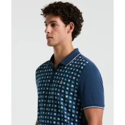 Original Penguin Jaquard Front 1/4 Zip Polo Shirt In Sargasso Sea(Jaquard Front 14 Zip Polo Shirt Blue Opkm2523gp 485) -Original Penguin Shop opkm2523 485 alt2