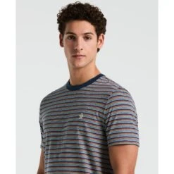Original Penguin Pride Jaquard Stripe T-Shirt In Sargasso Sea(Pride Jaquard Stripe T Shirt Blue Opkm2529gp 485) -Original Penguin Shop opkm2529 485 alt2