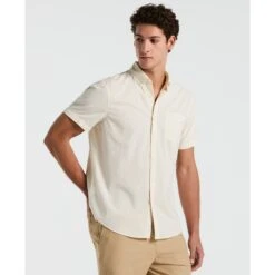 Original Penguin Seersucker Short Sleeve Shirt In Birch(Seersucker Short Sleeve Shirt Beige Opwm2409gp 252)