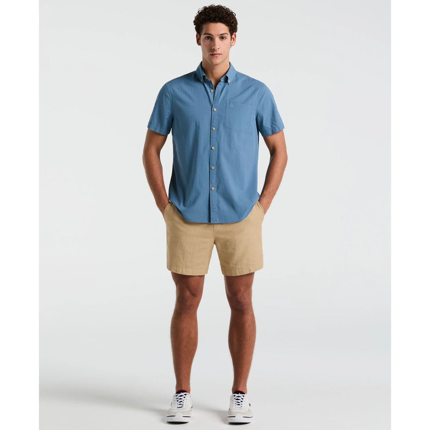 Original Penguin Seersucker Short Sleeve Shirt In Copen Blue(Seersucker Short Sleeve Shirt Blue Opwm2409gp 443) 6 Original Penguin Seersucker Short Sleeve Shirt In Copen Blue(Seersucker Short Sleeve Shirt Blue Opwm2409gp 443) - Image 4