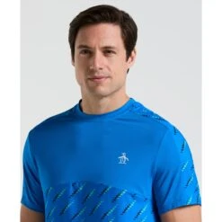 Original Penguin Performance Tennis Ball Block T-Shirt In Electric Blue Lemonade(Performance Tennis Ball Block T Shirt Blue O1ksf000gg 430) -Original Penguin Shop p4ct3qjkjh3hfuj5iucg